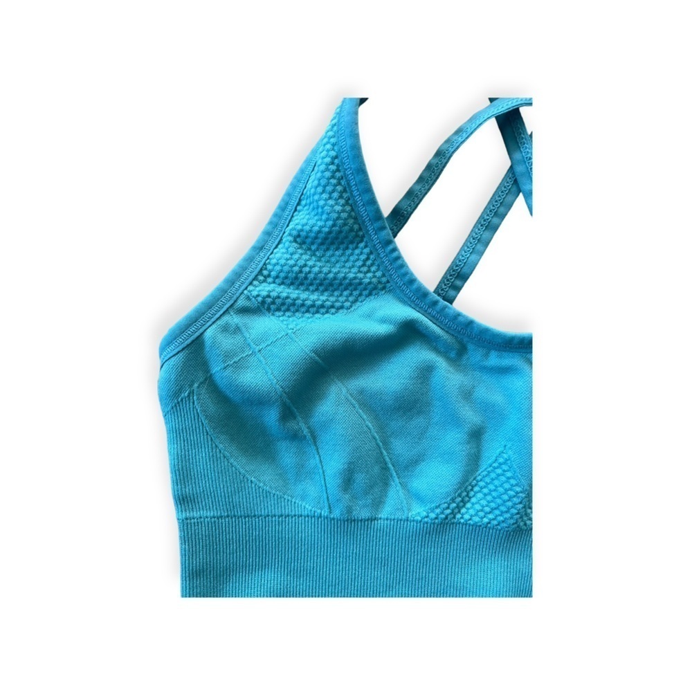 Z by Zella athletica athletic sports bra blue green small stretch - Picture 2 of 7
